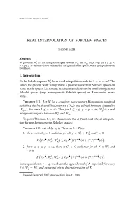 Real Interpolation of Sobolev Spaces