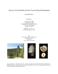 Survey of Land Snails at Devils Tower National Monument