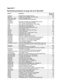 Appendix 1 Residential Permissions on Large Sites at 01 April 2020