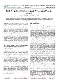 Entity Recognition by Natural Language Processing and Machine Learning