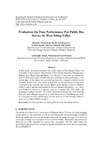 Evaluation on Time Performance for Public Bus Service in West Klang Valley