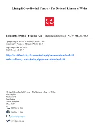 Memorandum Book (NLW MS 22705A)