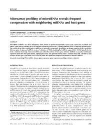 Microarray Profiling of Micrornas Reveals Frequent Coexpression with Neighboring Mirnas and Host Genes