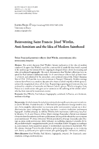 Reinventing Saint Francis: Józef Wittlin, Anti-Semitism and the Idea of Modern Sainthood