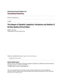 The Dangers of Symbolic Legislation: Perceptions and Realities of the New Burden-Of-Proof Rules
