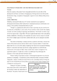 1 CHAPTER 25 TYPOGRAPHY and the PRINTED ENGLISH TEXT Will