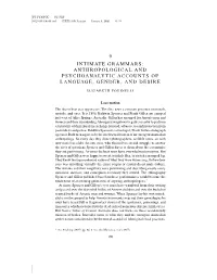 9 Intimate Grammars: Anthropological and Psychoanalytic Accounts of Language, Gender, and Desire
