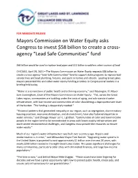 Mayors Commission on Water Equity Asks Congress to Invest $58 Billion to Create a Cross- Agency “Lead Safe Communities” Fund
