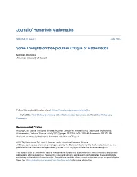 Some Thoughts on the Epicurean Critique of Mathematics