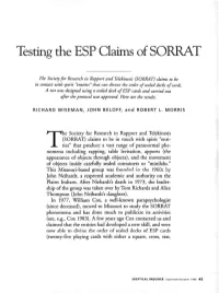Testing the ESP Claims of SORRAT