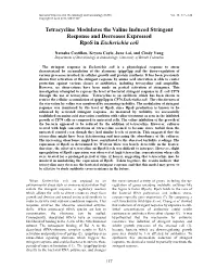Tetracycline Modulates the Valine Induced Stringent Response and Decreases Expressed Rpos in Escherichia Coli