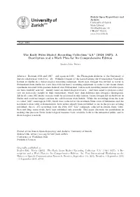 The Early Swiss Dialect Recording Collection “LA” (1924–1927): a Description and a Work Plan for Its Comprehensive Edition