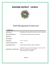 BUKOMBE DISTRICT COUNCIL Risk Management Framework