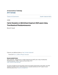 Carrier Dynamics in Mid-Infrared Quantum Well Lasers Using Time-Resolved Photoluminescence