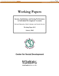 Income, Institutions, and Saving Performance in Individual Development Accounts