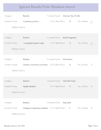 Species Results from Database Search