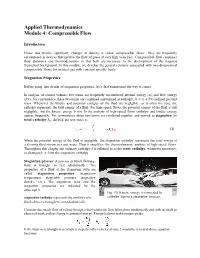 Applied Thermodynamics Module 4: Compressible Flow