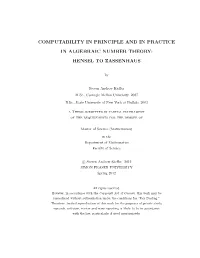Computability in Principle and in Practice in Algebraic Number Theory: Hensel to Zassenhaus