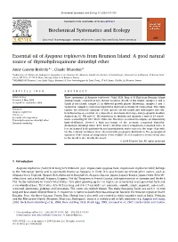 Essential Oil of Ayapana Triplinervis from Reunion Island: a Good Natural Source of Thymohydroquinone Dimethyl Ether
