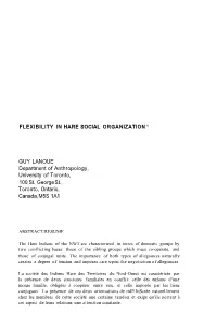 Flexibility in Hare Social Organization