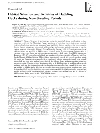 Habitat Selection and Activities of Dabbling Ducks During Non-Breeding Periods