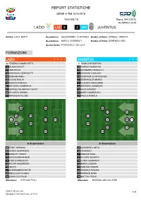 Report Statistiche Lazio Juventus