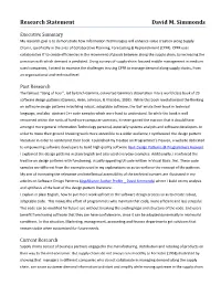 Research Statement David M. Simmonds
