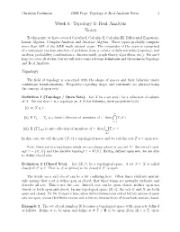 Week 6: Topology & Real Analysis Notes