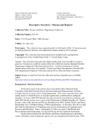 Descriptive Inventory / Manuscript Register