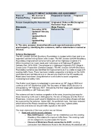 EQUALITY IMPACT SCREENING and ASSESSMENT Name of M2 Junction 5 Proposed Or Current Proposed Practice/Policy Improvements