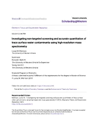 Investigating Non-Targeted Screening and Accurate Quantitation of Trace Surface Water Contaminants Using High-Resolution Mass Spectrometry