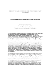 Speech to the Euiss Conference on Eu-Africa Foreign Policy After Lisbon