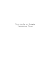 Understanding and Managing Organisational Culture