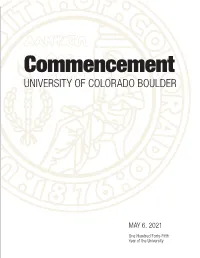 2021 Commencement Program for the University of Colorado Boulder