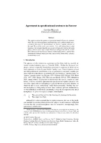 Agreement in Specificational Sentences in Faroese