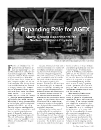 An Expanding Role for AGEX: Above-Ground Experiments For