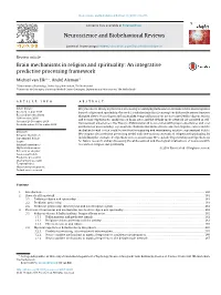 Brain Mechanisms in Religion and Spirituality: an Integrative Predictive Processing Framework
