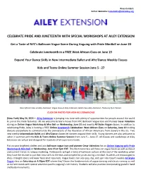 Celebrate Pride and Juneteenth with Special Workshops at Ailey Extension