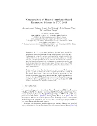 Cryptanalysis of Boyen's Attribute-Based Encryption Scheme