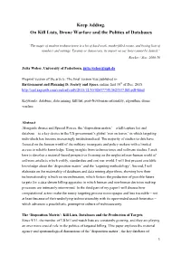 Keep Adding. on Kill Lists, Drone Warfare and the Politics of Databases