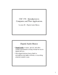 Lecture #2 – Digital Audio Basics