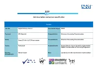 NHSX Job Description and Person Specification