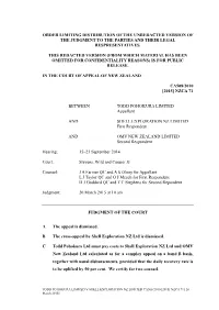 Order Limiting Distribution of the Unredacted Version of the Judgment to the Parties and Their Legal Respresentatives