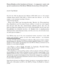 Women Members of the Academies of Science - a Comparative Study with Special Consideration of the Kaiser Wilhelm Society from 1912 Until 1945
