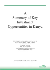 A Summary of Key Investment Opportunities in Kenya