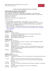 Boston University Spring Break Course to Cuba 2018 Experiencing