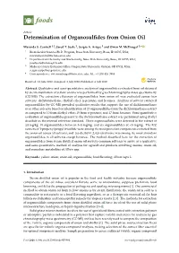 Determination of Organosulfides from Onion
