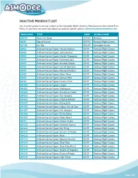 INACTIVE PRODUCT LIST Our Inactive Products Are Not Subject to the Asmodee North America Manufactures Advertised Price Policy