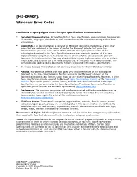 [MS-ERREF]: Windows Error Codes