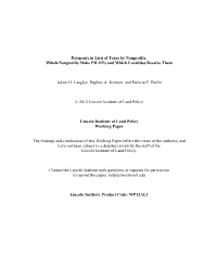 Payments in Lieu of Taxes by Nonprofits: Which Nonprofits Make Pilots and Which Localities Receive Them